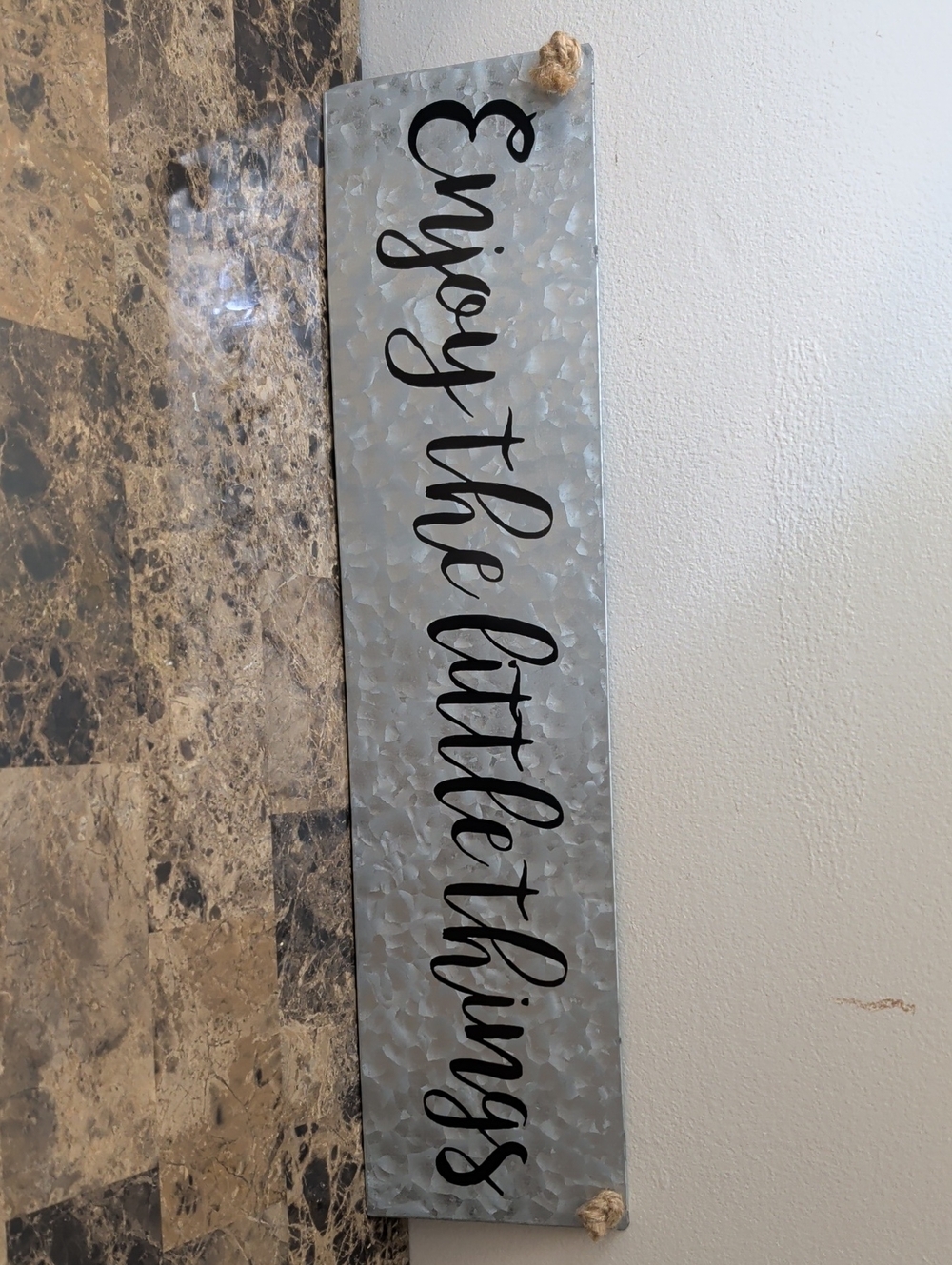 Enjoy the Little Things Galvanized Metal Wall Sign - Black Script